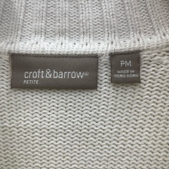 Croft & Barrow All Cotton White Full Zip Cardigan Size PM - Picture 6 of 10